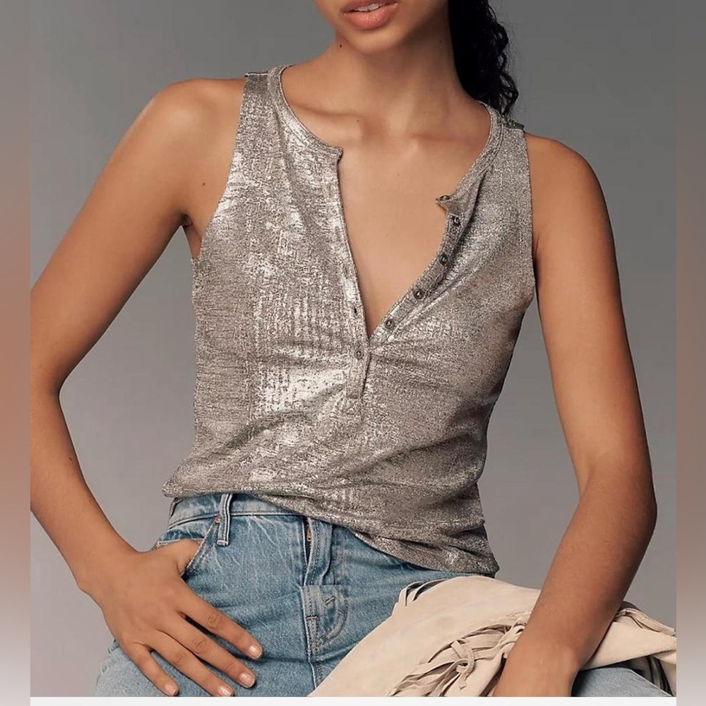 Pilcro Shimmering Silver Tank Top